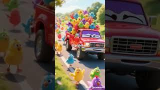 Dancing Rainbow Chicks Ride a Talking Pickup Truck!  #shorts