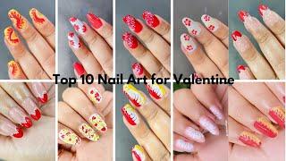 Top 10 Quick & Easy Nail Art for Valentine's day || Valentine's Day Special Nail Art Without Tools