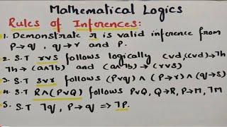 @btechmathshub7050 Rules of Inference#Rule p Rule T# Mathematical Logics#MFCS #DMS Imp Problems