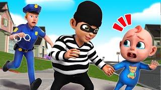 Police Taking Care of Baby | Police Chase Thief | Police Song | Rosoo Nursery Rhymes & Kids Songs