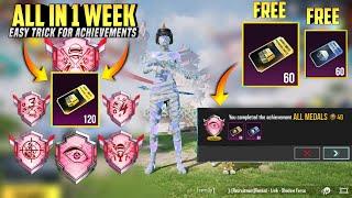 120 Free Premium & Classic Crates| Easy Trick For All Medals Achievements | New Achievements PUBGM