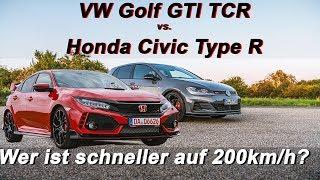 VW Golf GTI TCR vs. Honda Civic Type R - 0-200km/h Tacho POV