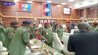 WATCH: Moment Chief Of Defence Staff Arrives With Acting Chief Of Army Staff, Olufemi Oluyede