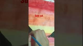 Sun set with island ️ Drawing #craftcreator #youtubeshorts #shorts