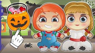 BABIES ALEX AND LILY  Dress up as Chucky and Annabelle  Best Halloween Costumes