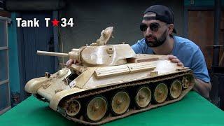 I made a Soviet T-34 medium tank out of wood. Wood carving.