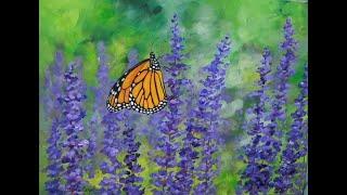 How to Paint a Monarch Butterfly on Lavender Acrylic Painting LIVE Tutorial