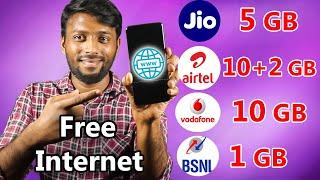 Free Internet Jio 5 GB, Airtel 10+2 GB, Vodafone 10 GB, Bsnl 1 GB | How To Get Free Internet 2020