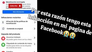 INFRACCIÓN EN LAS POLITICAS DE MONETIZACION FACEBOOK  ¿SOLUCION 2024?