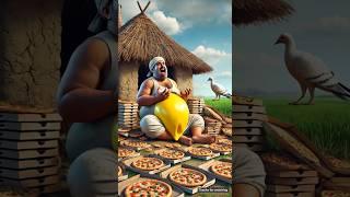 Hungry farmer eats all his chickens' eggs to make an omelette  #ai #pigeon #hen #sandwich