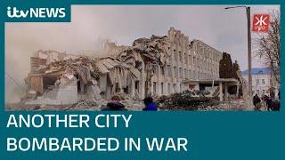 Civilian buildings flattened as more areas bombarded by Russia in Ukraine war  | ITV News