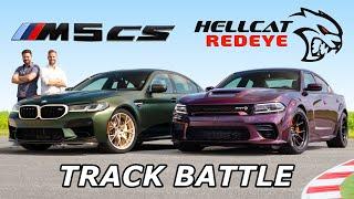 2022 BMW M5 CS vs Dodge Charger Hellcat Redeye // DRAG RACE, ROLL RACE & LAP TIMES