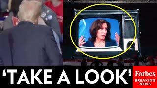 Trump Plays Supercut Of Kamala Harris Talking About Taxes On The Jumbotron At Pennsylvania Rally