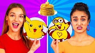 TANTANGAN SENI PANCAKE! Cara Membuat Pancake Emoji, Spongebob, dan Pikachu!