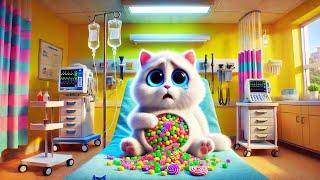 Kitten Belly Swells  After Too Many Sweets #ai #catlover #cartoon #cutecats #cat