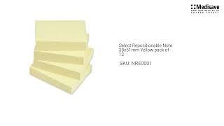 Select Repositionable Note 38x51mm Yellow pack of 12 NRE0001