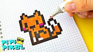 ЛЕГКО: ЛИСЕНОК ПО КЛЕТОЧКАМ ! РИСУНКИ ПО КЛЕТОЧКАМ !A FOX PIXEL ART HOW TO DRAW  Handmade KAWAII