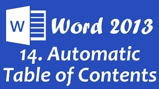 Microsoft Word 2013 - Automatic Table of Contents Tutorial