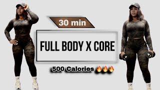 30 MIN FULL BODY CORE workout with dumbbells toned at  home workout #FitnessJourney #WeightLossStory