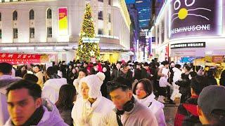 MYEONGDONG Christmas EVE 2024 is Crowded with Huge Crowds, Myeongdong Cathedral, Seoul Travel Walker