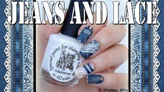 Jeans and lace nails / Джинсовый дизайн ногтей