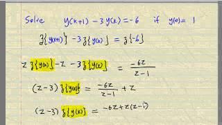 Difference Equation and z transform example1