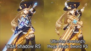 Navia Skill Damage Weapon Comparison - Tidal Shadow R5 & Ultimate Overlord's MMS | Genshin Impact