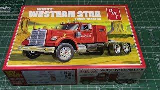 White Western Star Semi Tractor Coca Cola 1/25 Scale Model Kit Review AMT1160