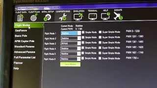 Квадрокоптер. Настройки для переключения 6-и полётных режимов.