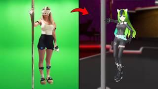 i put her in vrchat for the first time (with full body tracking)