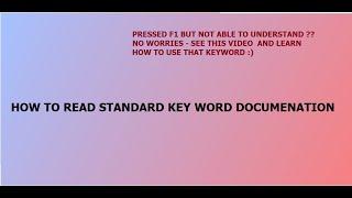 How to read and Understand SAP KeyWords Documentation