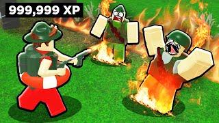 Burning NOOBS alive in Roblox War Simulator.. (Infinite Flame Thrower)