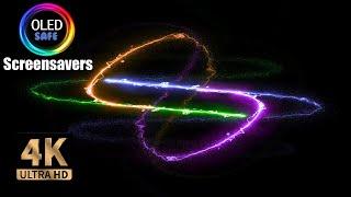 Neon Streamers Circling Multicolor Screensaver - 10 Hours - 4K - OLED Safe