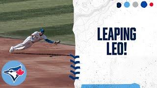 Leo Jiménez makes a diving stop to turn inning-ending double play!