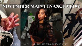 NOVEMBER MAINTENANCE VLOG | nails, lashes, hair, lululemon & skincare reset (FR)