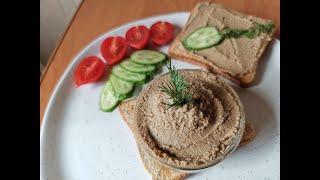 Печеночный паштет . Печеночный паштет из куриной печени . Закуска из куриной печени . Паштет ПП .