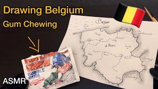 Asmr: Gum Chewing + Map Drawing Belgium  (No Talking) #asmr #asmrgumchewing #gumchewing