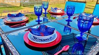 Setup With Me Outdoor Tablescape | Red White and Blue Tablescape Decorating Ideas