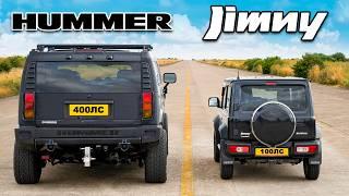 Кто победит в заезде: V8 Hummer или Suzuki Jimny?