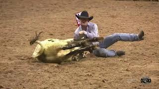 Tristan Martin Wins Round 3 Steer Wrestling at the WNFR 2021