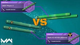 Mark-45 ASTOR (483mm) VS UGST Physic-2 | Legendary Torpedo Launcher Comparison | Modern Warships