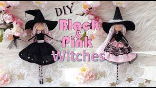 2 Fabulous Black and Pink Witch Dolls Trending This Season | How To Make Witch Dolls | Huong Harmon