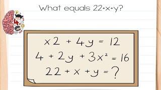 brain test 4 level 89 | what equals 22+x+y ?