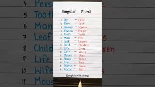 Singular And Plural Vocabulary Learning  #english #grammar #education #learning