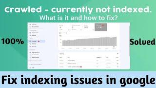 Indexing Problems in Google | Crawled, Currently not indexed |Solve Crawled Issues