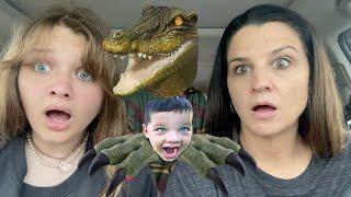 ALLIGATOR MAN in OUR HOUSE! SCARY GATOR MAN CHASES AUBREY & CALEB!