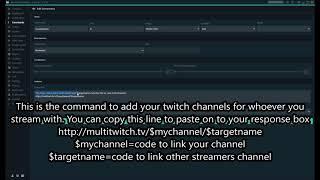 Command to link multiple streams on Streamlabs Chatbot