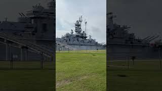 USS Alabama and a warplane