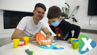 Лечим зубки товарищу, золотые зубы, стоматологи, Play Doh, EgorX