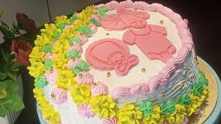 Baby Girl Cake Decoration | Vanilla Cake Recipe | Sara's Kitchen Flavours
